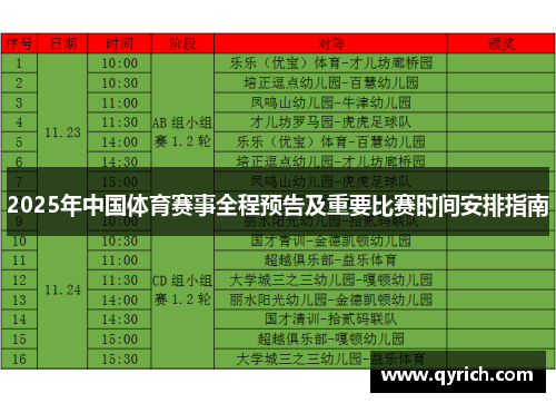 2025年中国体育赛事全程预告及重要比赛时间安排指南 2025年中国体育赛事全程预告及重要比赛时间安排指南